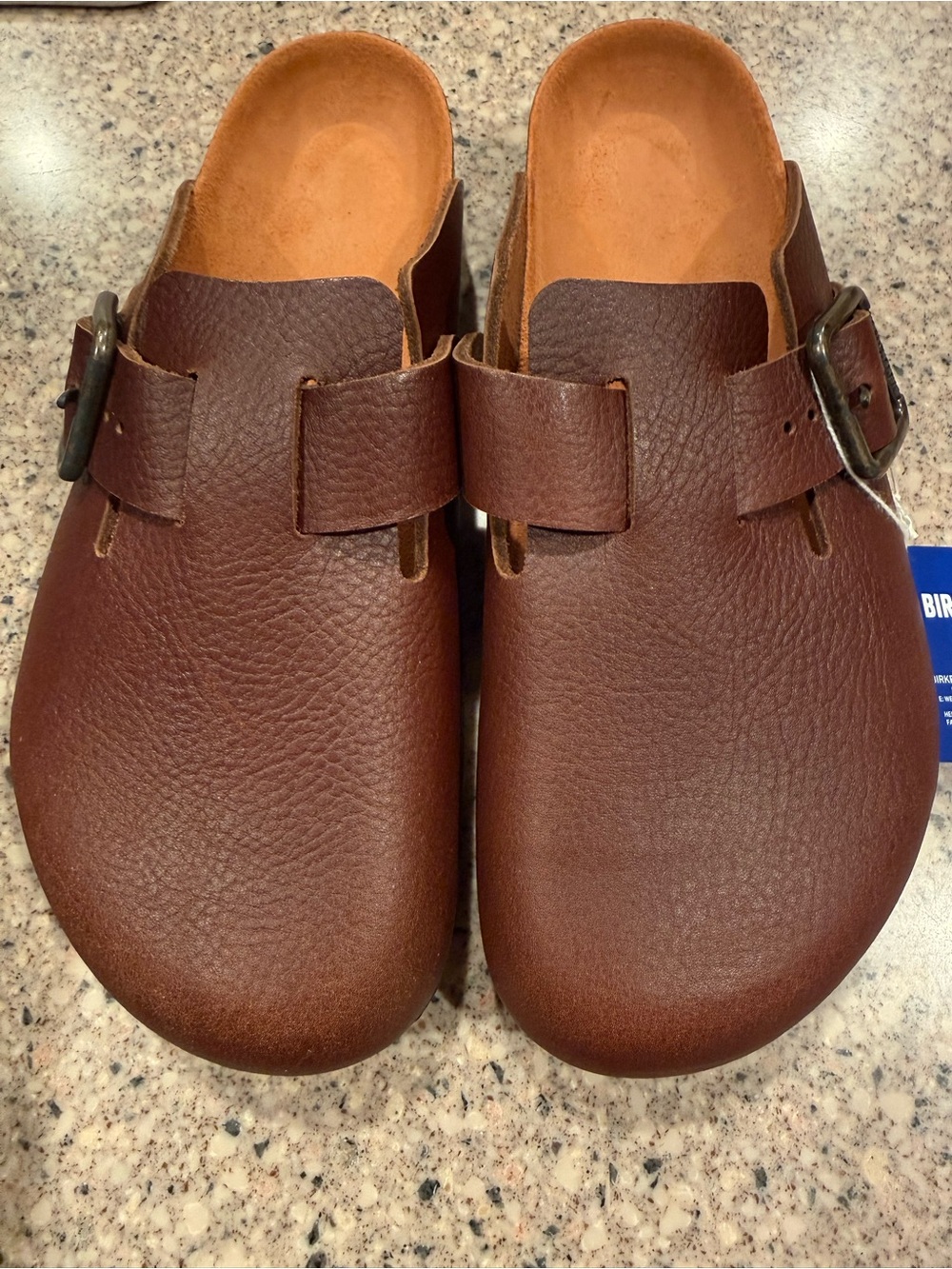 Birkenstock Men's Leather Slip-On Clog in Brown wire buckle